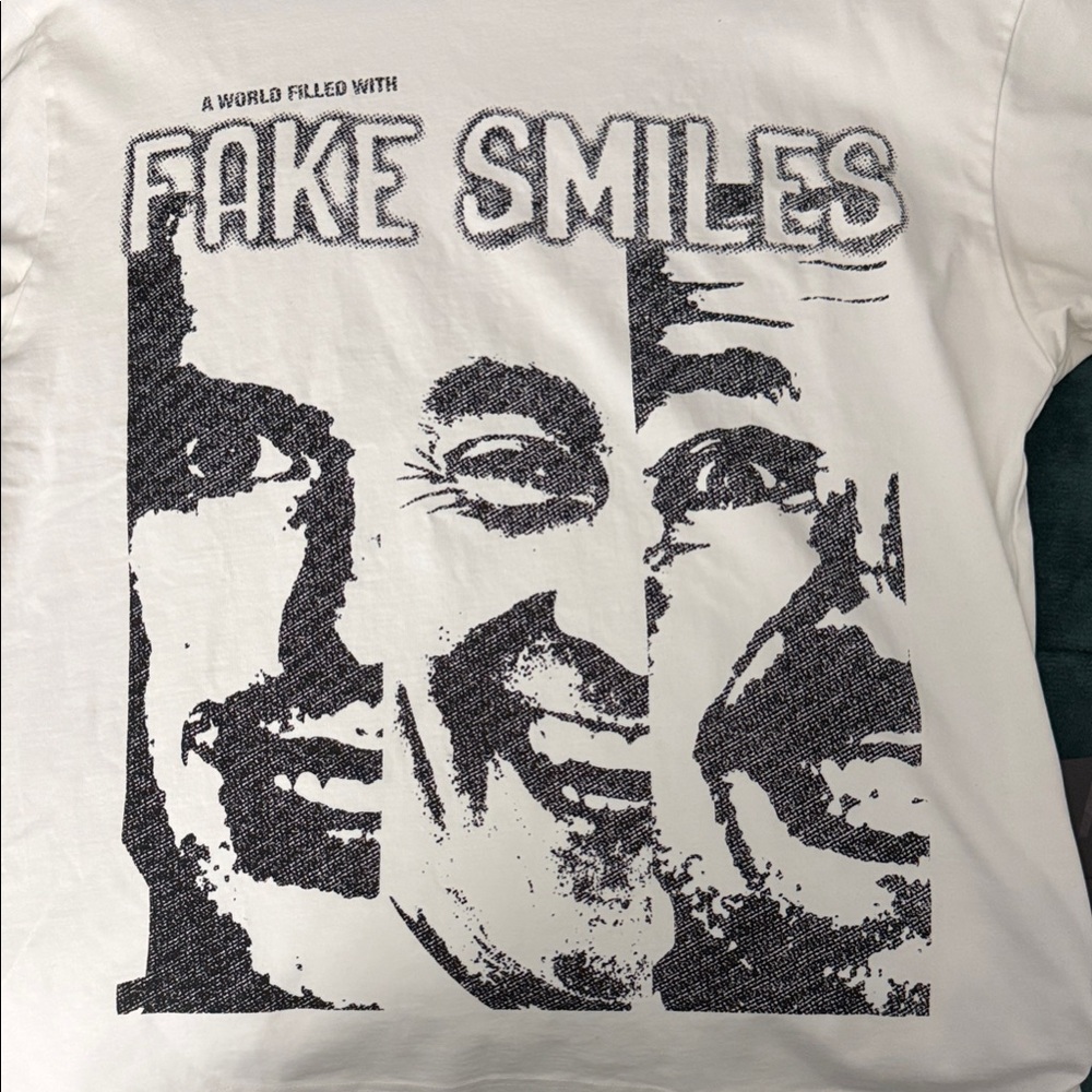 Men's White Graphic Tee with Black Print